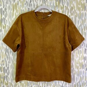 H&M Brown Short Sleeve Suede Top